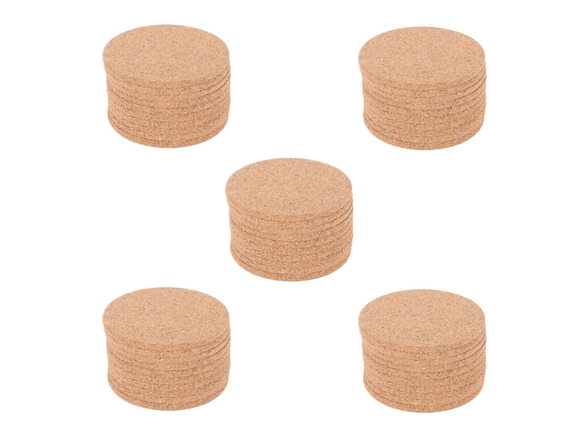 Conjunto De 50 Porta Copos De Cortiça Para Bares E Bebidas Absorventes E Reutilizáveis 90 Mm, 5 Mm De Espessura Slowmoose