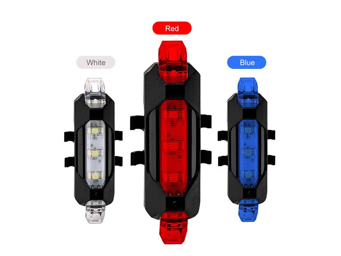 Luz traseira de bicicleta recarregável, LED, USB, com 4 modos, bateria 160mah S/MARCA