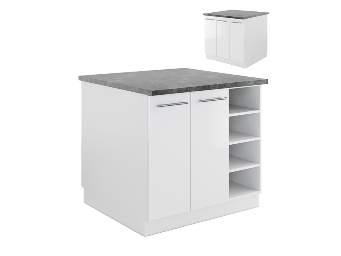 Ilha de cozinha Fame-Line, 90 cm sem bancada, branco brilhante/branco, VICCO