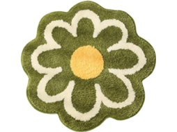 Tapete Flor - Redondo Formato Flor - Macio E Absorvente - Para Quarto, Sala - 60 Cm (verde)