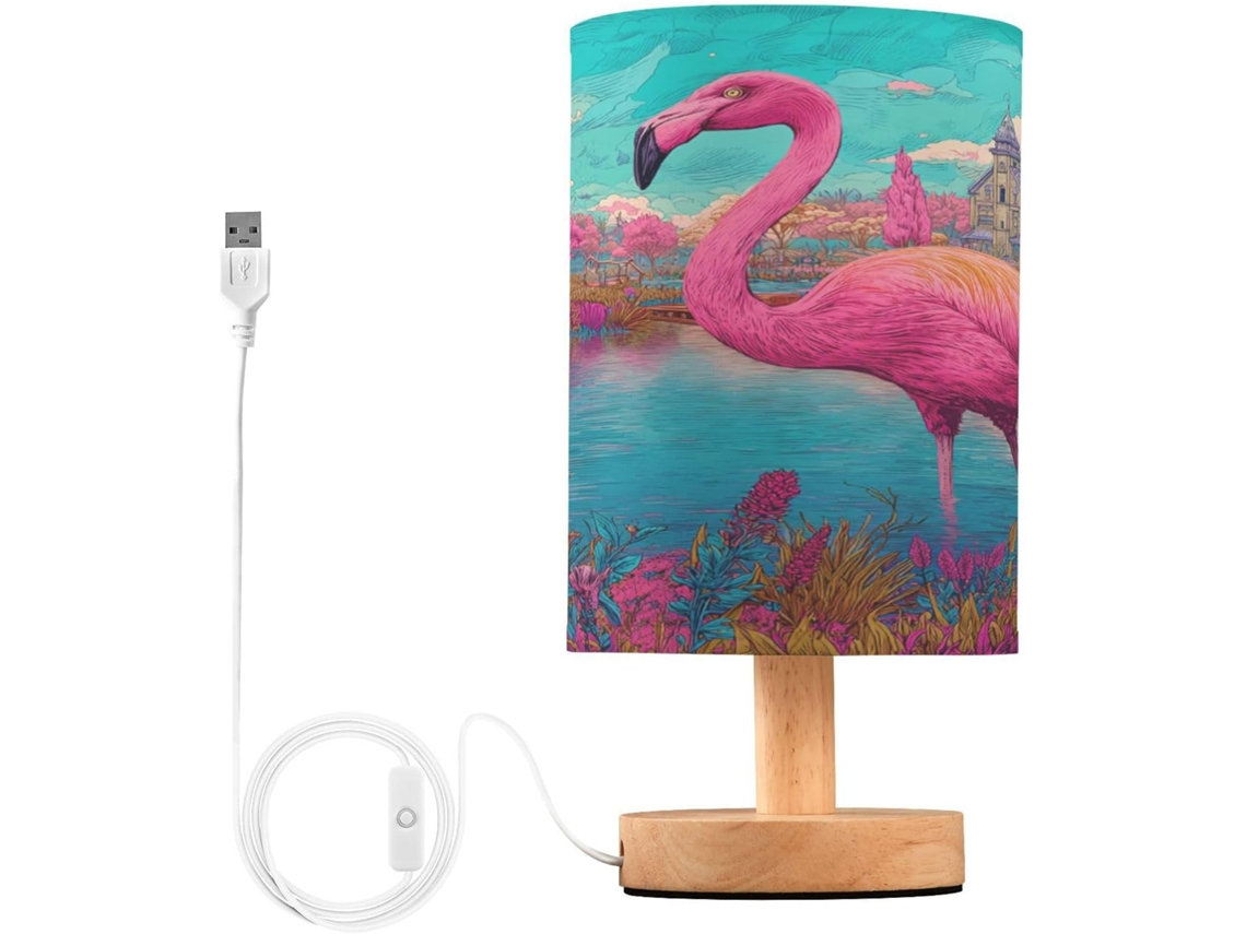 Abajur De Mesa Flamingo Wonderland, Colorido E Com Estampa De Primavera, Perfeito Para Casa E Meninas