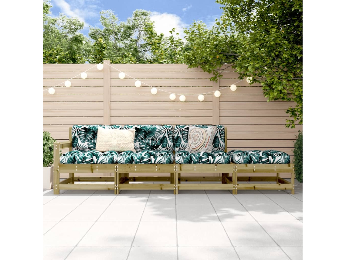 Vidaxl 4 Pcs Conjunto Lounge De Jardim Madeira De Pinho Impregnada