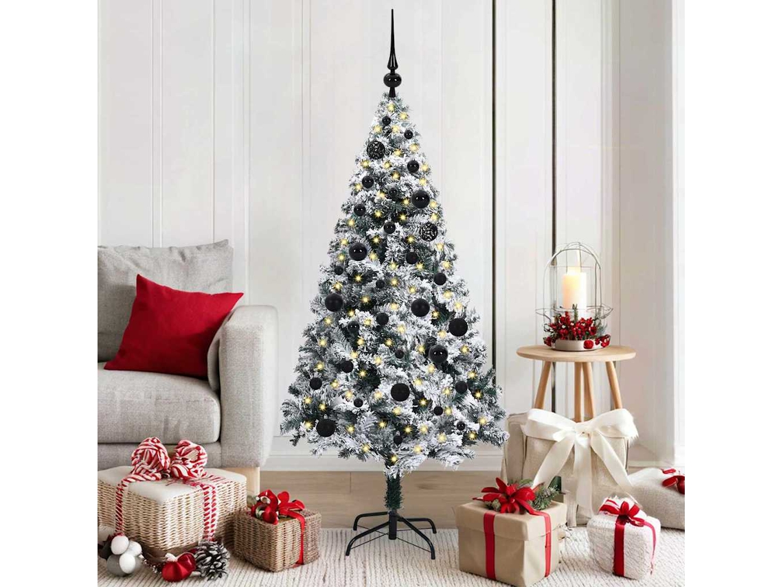 Vidaxl Árvore De Natal Artificial Branco 150 Cm Pvc, Aço E Plástico