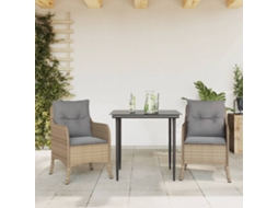 Vidaxl 3 Pcs Conjunto de Jantar P/ Jardim com Almofadões Vime Pe Bege