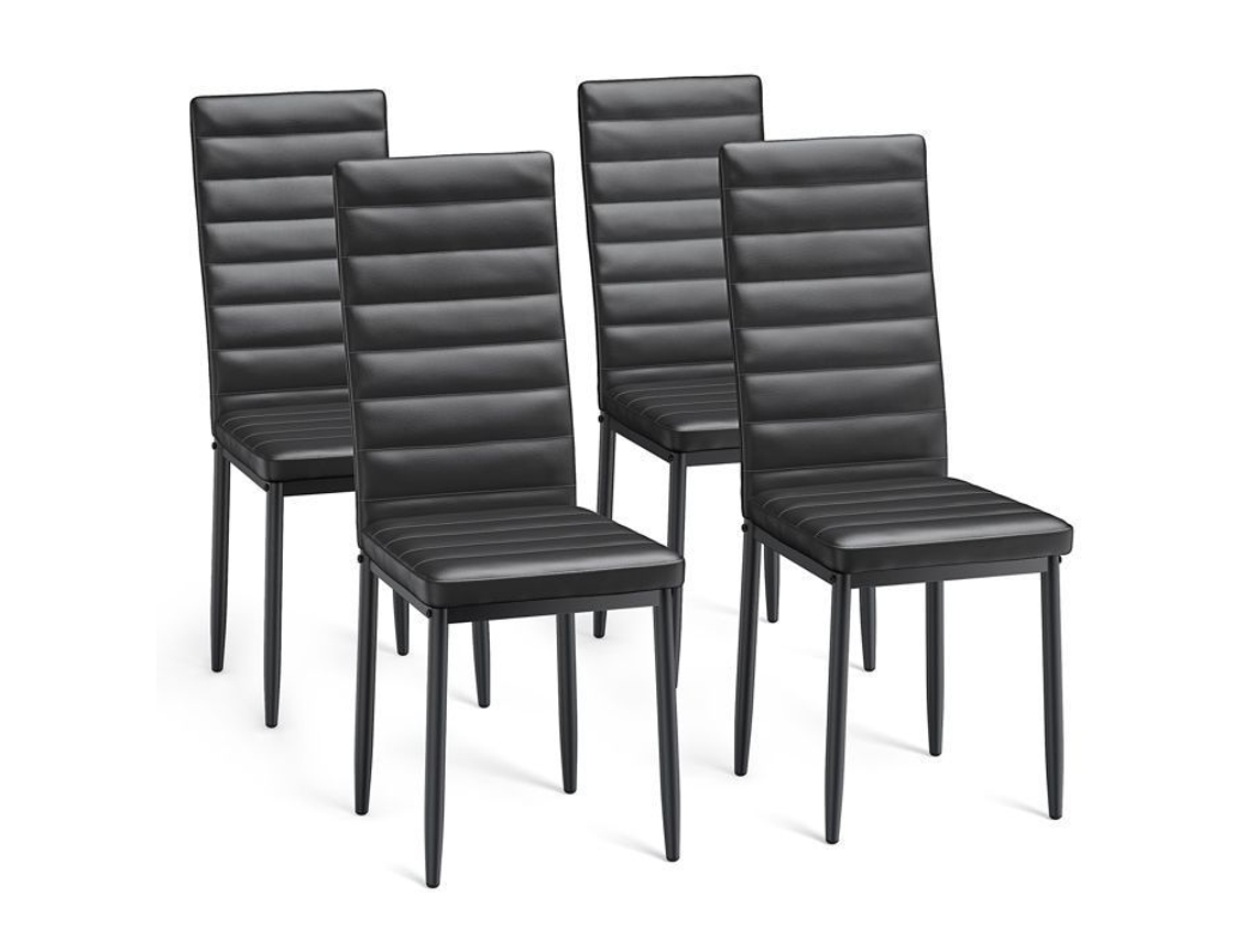Cadeira Escandinava Pu Preto Conjunto de 4 96 Cm BEALIFE
