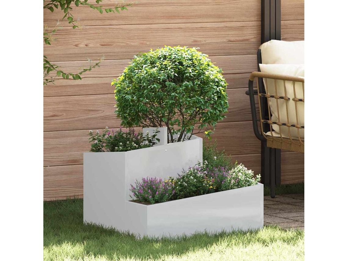 Vidaxl Vaso De Jardim Prateado 60 X 60 X 50 Cm Aço Galvanizado