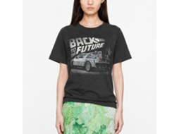Rockinstone Back To The Future Movie Faded Bttf Heather Black Adult T-shirt Size:s