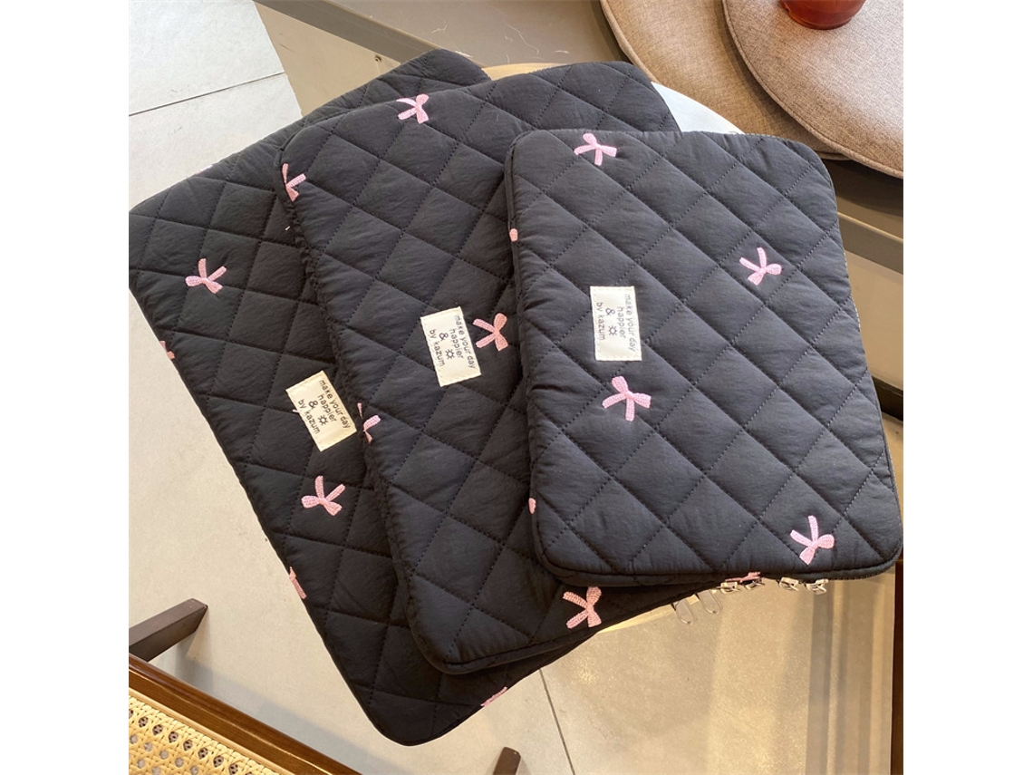Capa Para Tablet Com Adorável Laço Bordado Em Losangos, Compatível Com Laptops De 11/13/15 Polegadas E 13-14 Polegadas.