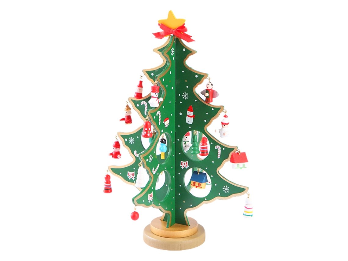 Decoração De Árvore De Natal Mini Madeira Diy Presente Infantil Mesa