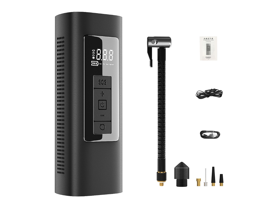 Bomba elétrica portátil, 6000mAh, 150psi, com luz SOS, para pneus de carro, moto, bicicleta, sem marca