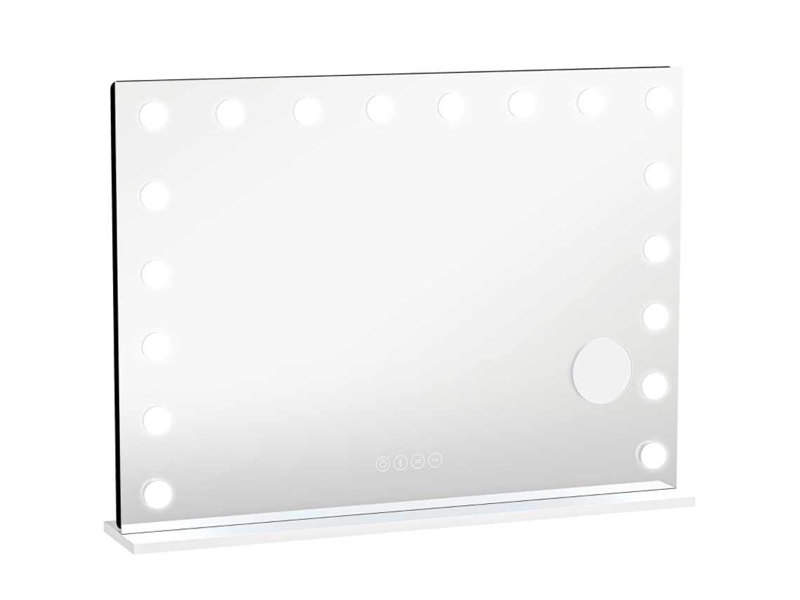 Espelho Maquiagem Hollywood 18 Led Rgb Bluetooth 10x Branco VELTRIX