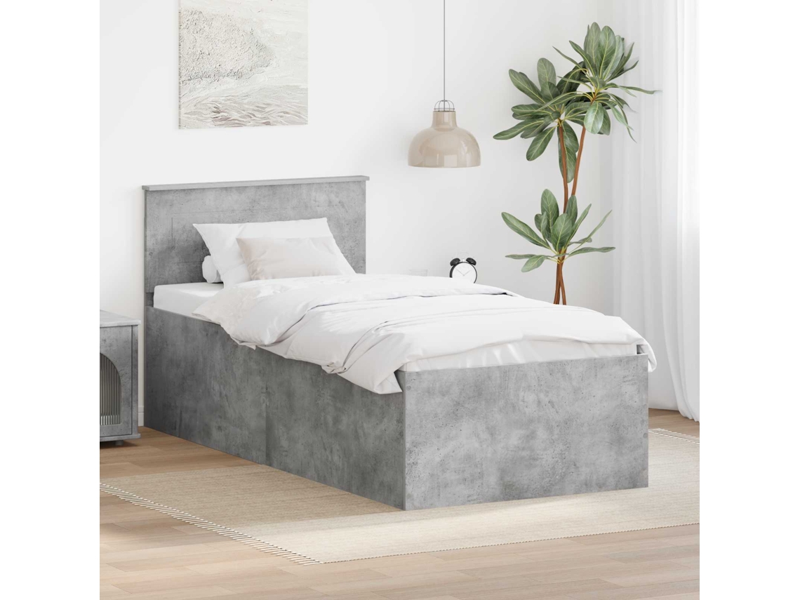 Vidaxl Estrutura Da Cama Cinzento 120 X 200 Cm Derivados De Madeira