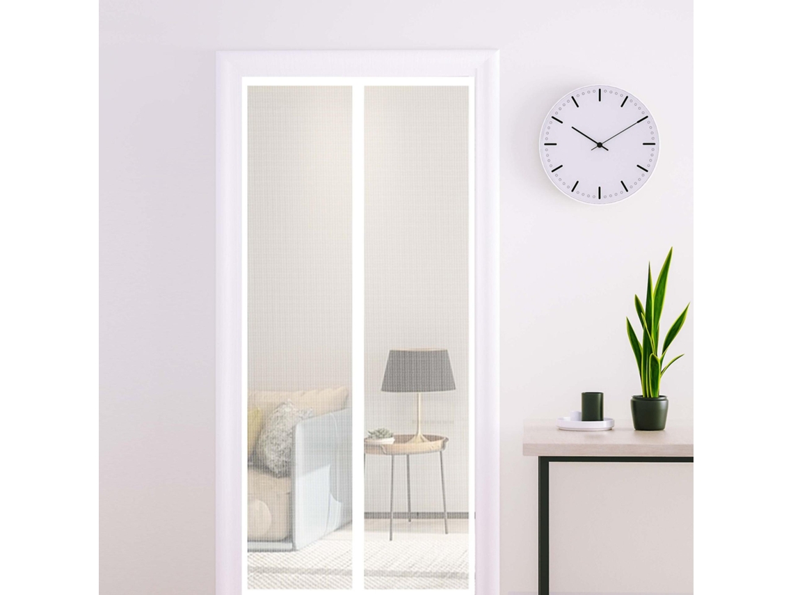 Omni-malla Mosquitera Para Puerta, Cortina Magnética Anti-insectos 90x210 Cm, Diseño Único Con Cierres Automáticos, Branco
