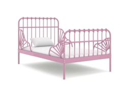 Estrutura De Cama Extensível Em Metal Rosa 80x130/200 Cm
