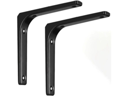 Suporte Para Prateleira, 2 Peças, Reforçado, Em L, Para Parede, Com Parafusos, 150 X 125 Mm, Preto