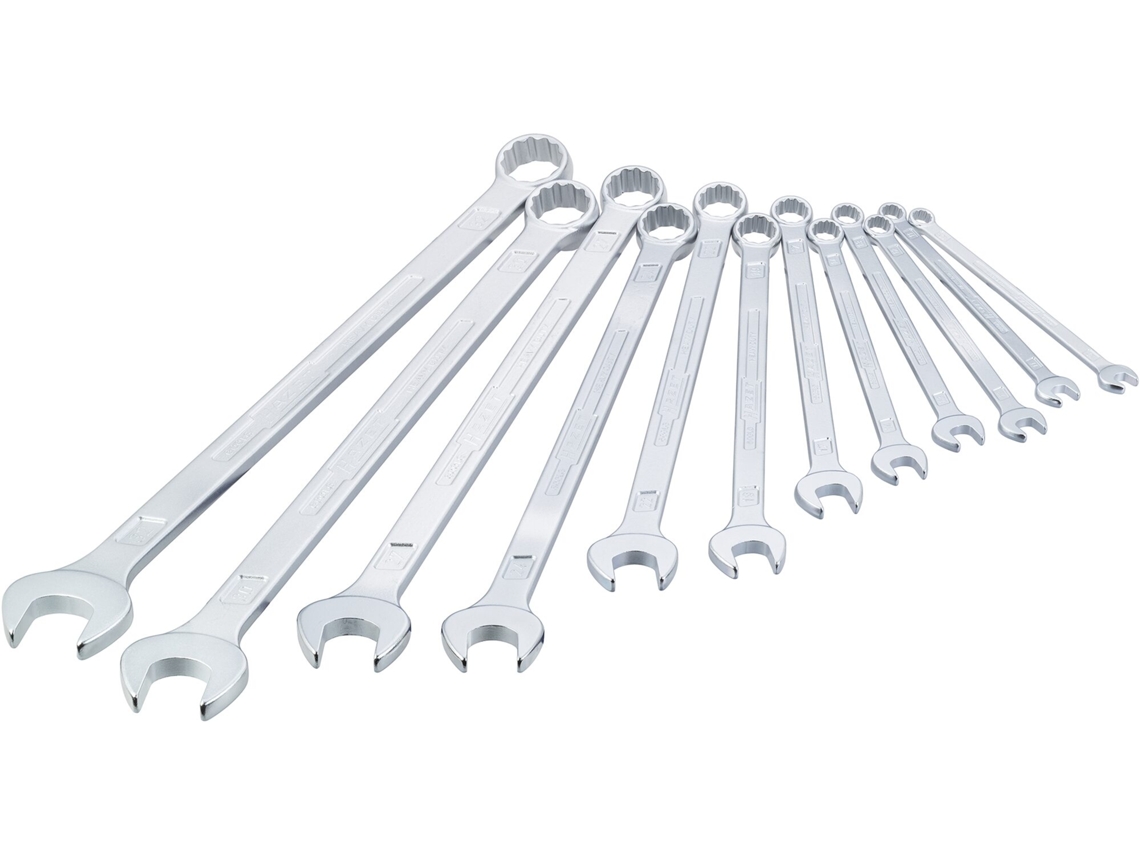 Chave combinada extra longa design fino 600LG/12 Perfil de acionamento hexagonal duplo externo 10 – 32 Número de ferramentas: 12 HAZET