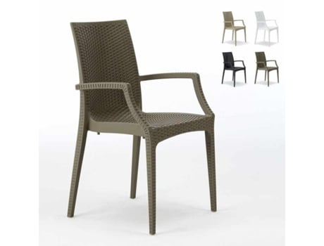 20 Cadeiras apoio braços bar jardim poly rattan Bistrot Arm Grand Soleil