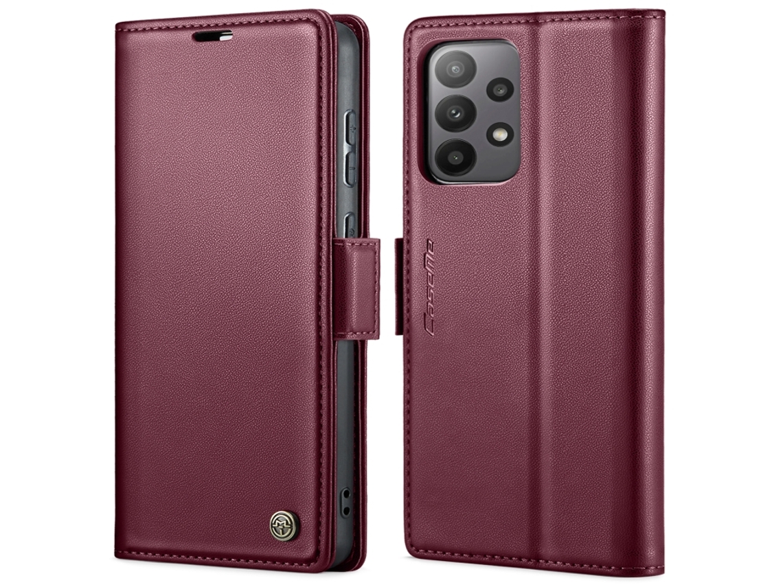 Capa Para Samsung Galaxy A33 5g Borboleta Fivela Litchi Textura De Telefone De Couro Rfid Antirroubo Vinho Tinto
