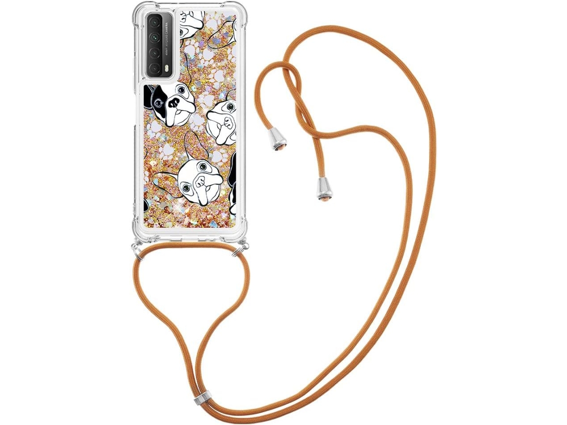 Correia Protetor Bulldog Francês para Huawei Huawei P Smart 2021/Y7A HONGWE. Pele Sintética