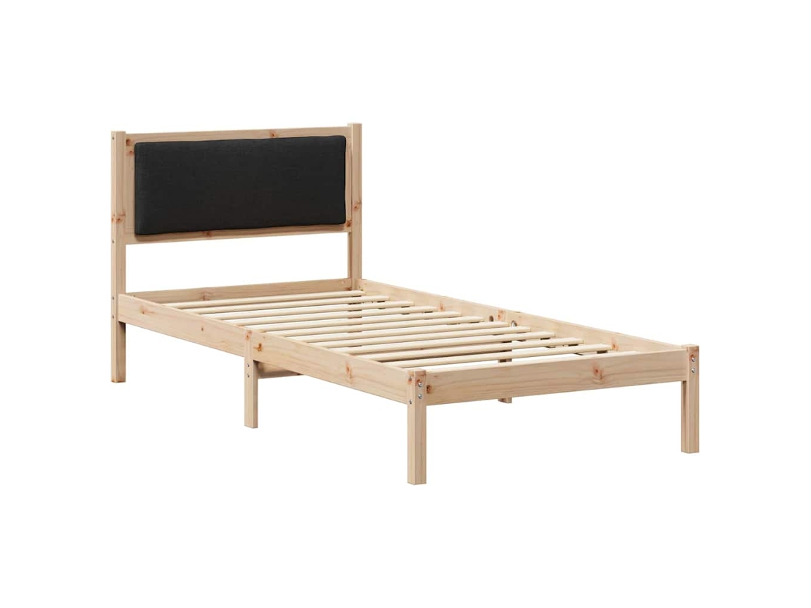 Conjunto 1 Estrutura Da Cama Vidaxl Preto Madeira De Pinho Maciça (90 X 190 Cm)