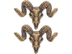 Conjunto De 2 Puxadores De Móveis Vintage Em Latão Com Cabeça De Cabra.