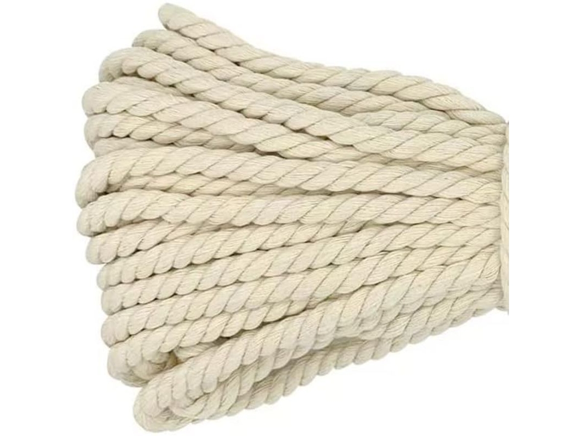 Corda Macramé, 8mm x 20m, Algodão, Bege, Forte