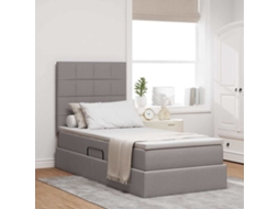 Vidaxl Cama Com Arrumação E Colchão Cinzento-acastanhado 90 X 190 Cm