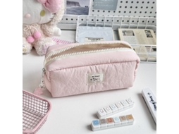 Porta-lápis Rosa-leite Estilo Coreano Amplo P/ Alunos