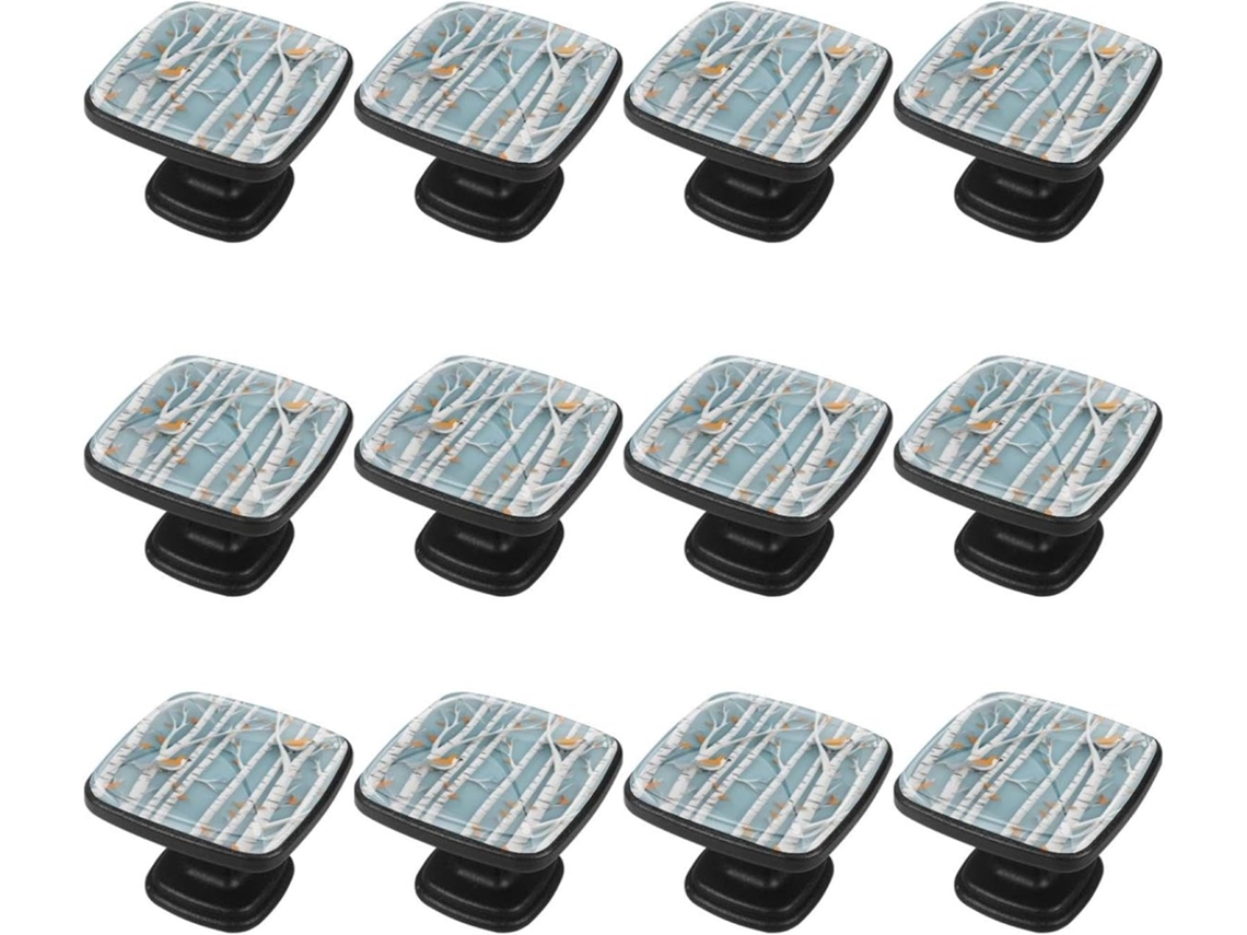 Puxadores Quadrados Para Gavetas De Cômoda, Puxadores Para Armários De Cozinha, 12 Peças, Pássaro Na Floresta, Puxadores