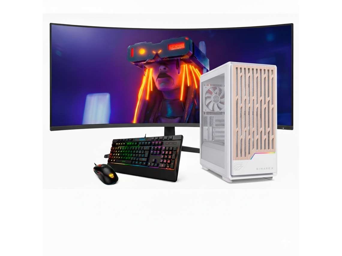 Desktop Gaming Intel I7 14700kf / 9070 / 16gb Ram / 1tb Ssd / Windows 11 Pro / Monitor Curvo 34” Qhd 165hz / Einarex Blanco