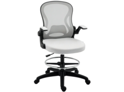 Cadeira De Escritório Com Suporte Lombar Apoio Para Os Braços Dobrável E Altura Ajustável 59x65x102-122 Cm Cinza