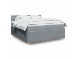 Vidaxl Cama Com Molas/colchão 200x200 Cm Tecido Cinza-claro