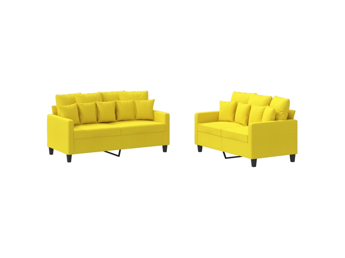 Maison Exclusive - 2 Pcs Conjunto De Sofás Com Almofadões Tecido Amarelo-claro