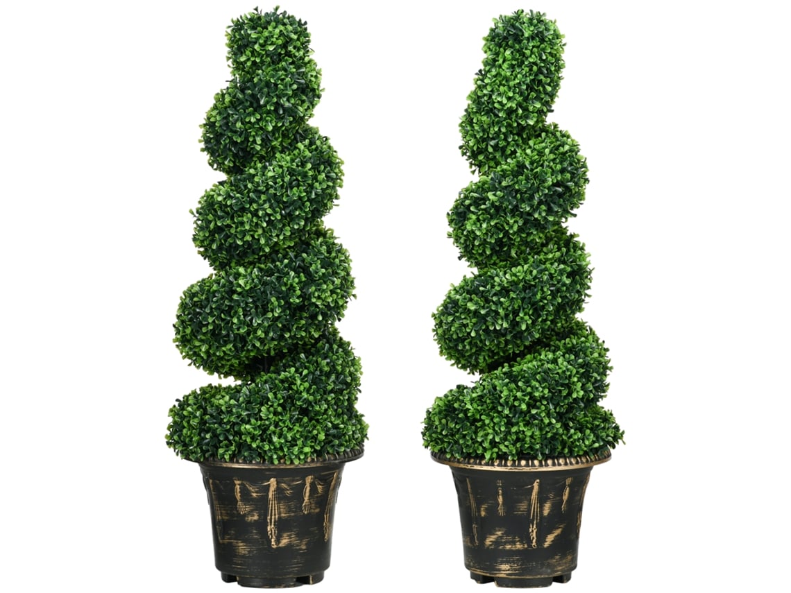 Conjunto 2 Plantas Buxo Uv 90cm Vasos Interior Exterior VELTRIX