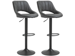 Conjunto de 2 Banquetas Giratórias LYYTUNG Altura Ajustável com Apoio para Pés em Couro e Estrutura Metálica (44x49x90-110cm)