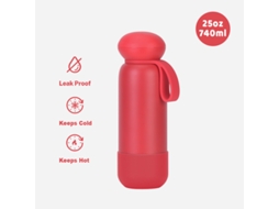 Garrafa Térmica Czhhmart, Portátil De Aço Inoxidável, Grande Capacidade Com Alça, 25oz /740ml Vermelho