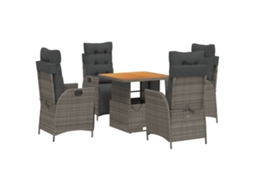 Conjunto de 5 Jantar para Jardim com Almofadões Vime Pe Cinza MAISON EXCLUSIVE