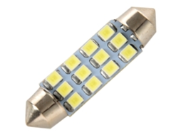 Lâmpada Led C5w Festoon de 42mm com 12 Leds Smd 3528 Luz Branca para Iluminação Interior Automóvel (12v Dc) (torpedo)