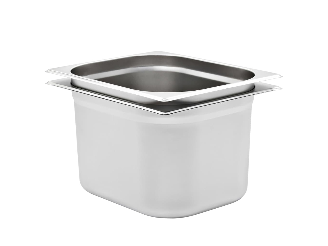 Vidaxl Recipientes Gastronorm 2 Pcs Gn 1/2 200 Mm Aço Inoxidável