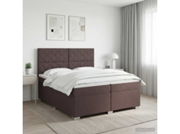 Vidaxl Cama Box Spring Com Colchão Marrom Escuro 200 X 200 Cm Tecido
