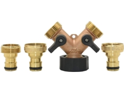 Adaptador de Conexão para Jardim, torneira latão 2 vias, Rosca 3/4 polegada, válvula, S/MARCA