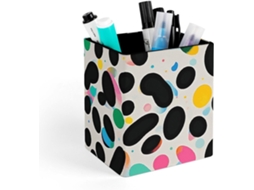 Porta Lápis Quadrado Em Couro Computador, Ideal Homens E Mulheres, Com Estampa De Bolinhas Coloridas E Glitter