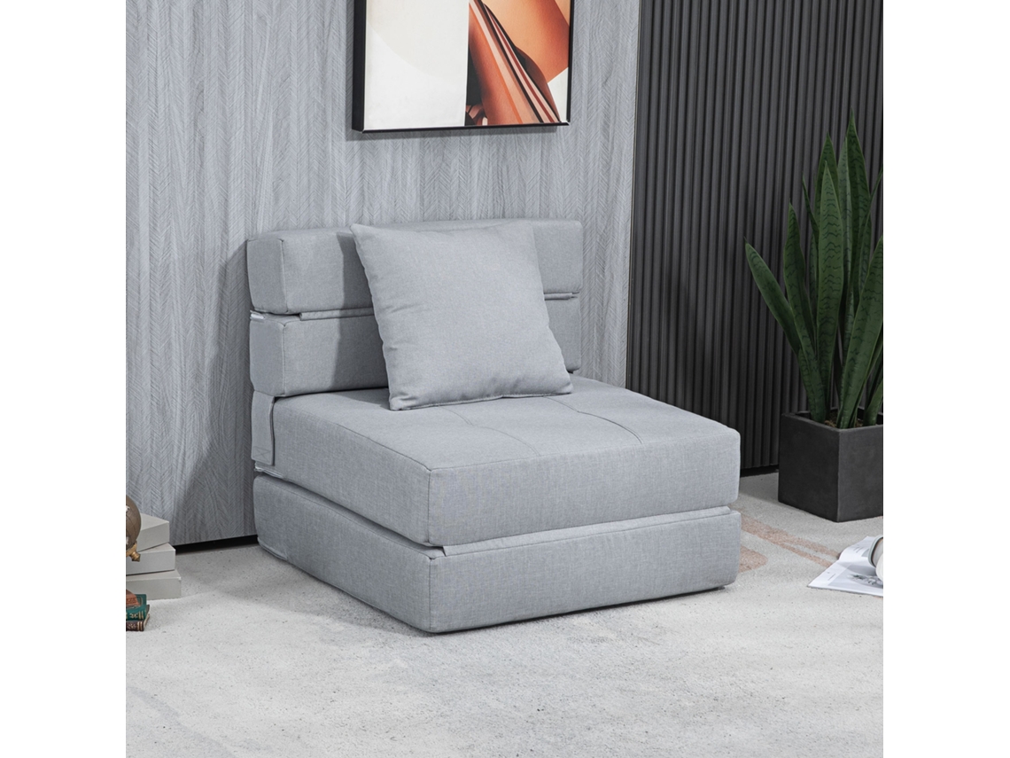 Relaxation Chair With Bed Function, Including 1 Cushion, 70 Cm X 70 Cm X 61 Cm, Light Gray