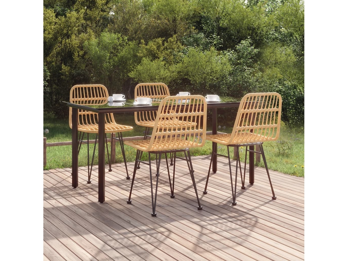 Vidaxl 5 Pcs Conjunto de Jantar P/ Jardim Vime Pe