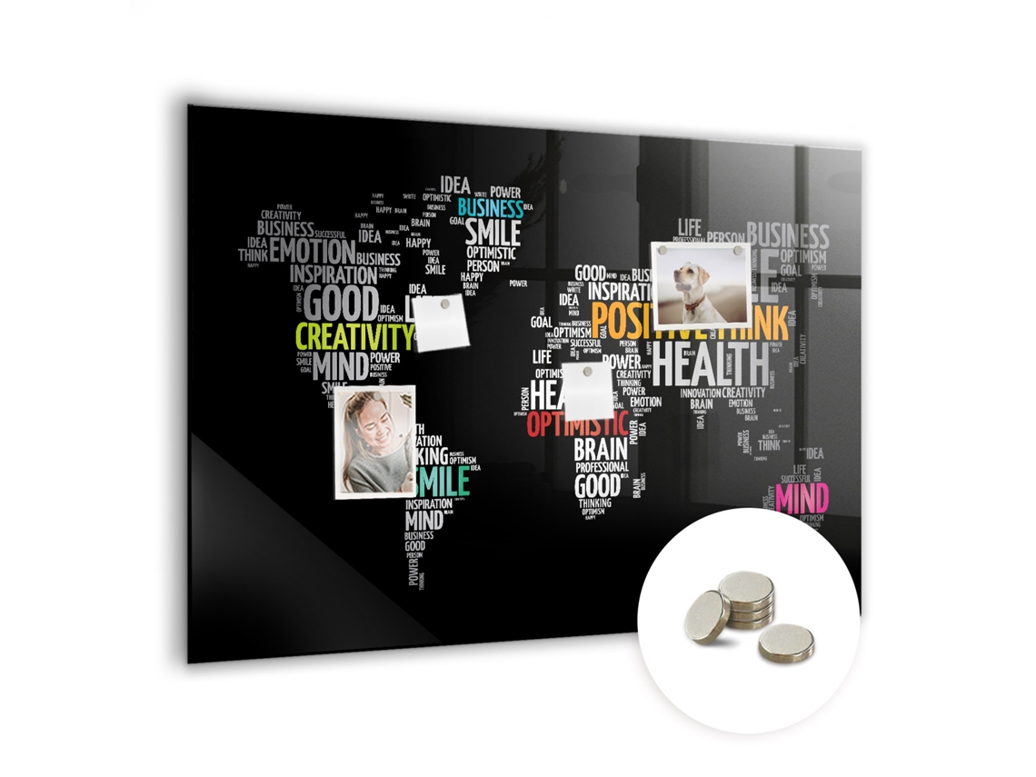 Lousa Magnética Mapa Mundi Positivo Para O Escritório Espelharte (100x70 Cm)