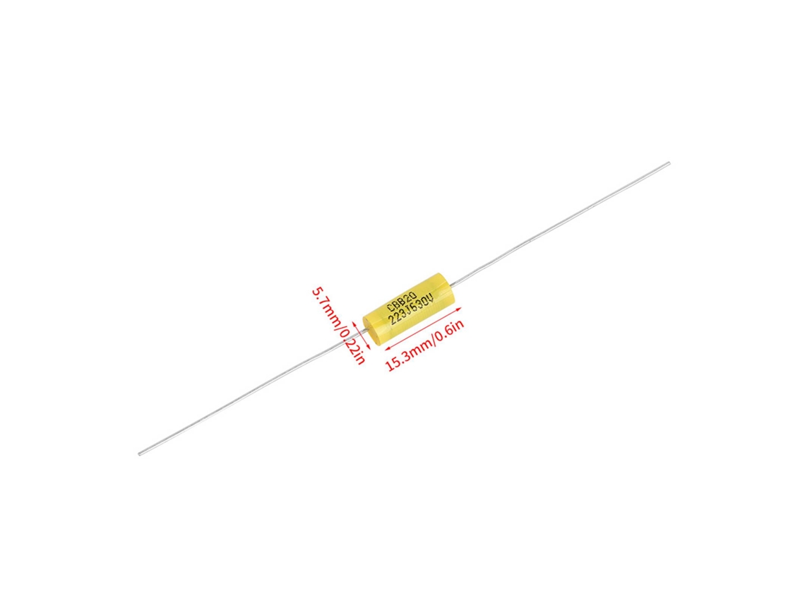 Capacitor Axial Em Poliéster Laxiscreed 630v Ideal Para Eletrónica E Rádios