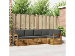 Vidaxl Conjunto De Sofás Para Exterior 5 Unid. Natural E Antracite