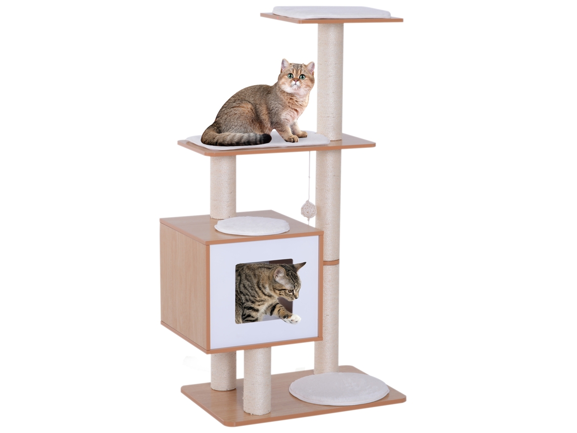 Árvore Arranhadora para Gatos MDF, Sisal cor Marrón 71.5x49.5x120 cm PAWHUT