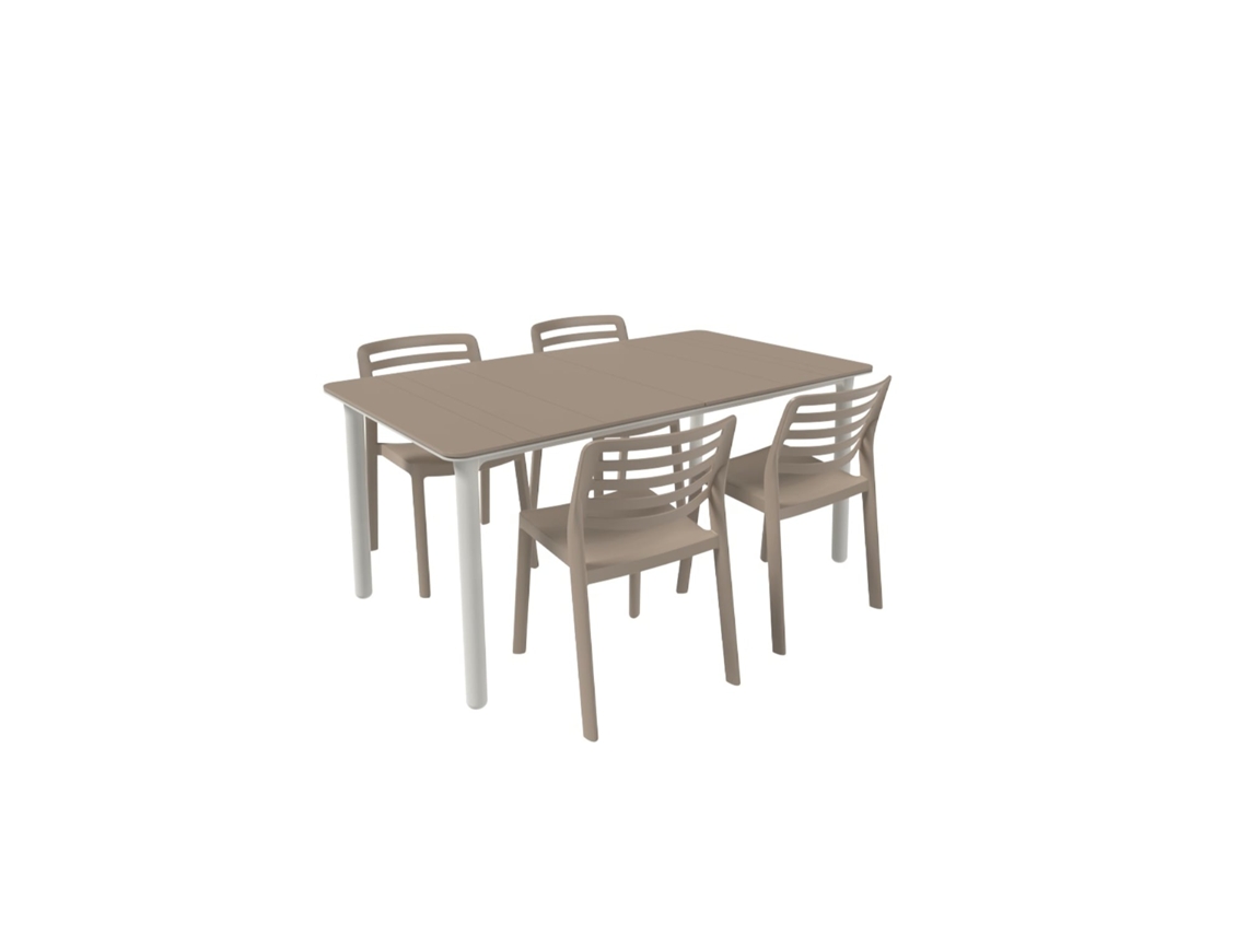 Set 4+1 Cadeiras-mesa Exterior Areia/branco - Areia Noa160-wind Garbar