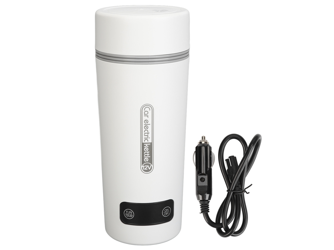 Chaleira Elétrica de Viagem para Carro 350ml Inox Anti vazamento 4 Temperaturas 12v Branco | S/MARCA